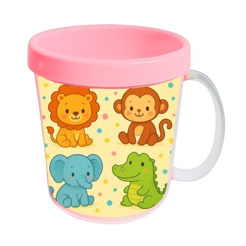 Caneca Acrílica Infantil Personalizada Animais Coloridos