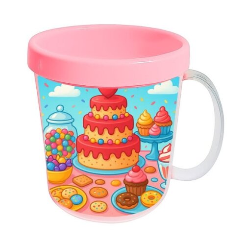Caneca Acrílica Infantil Personalizada Mesa Doces Coloridos