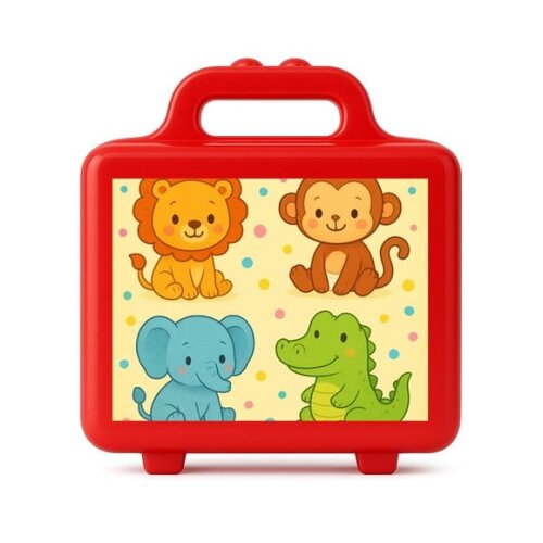 Maleta Plástica Personalizada 12x10cm Animais Coloridos