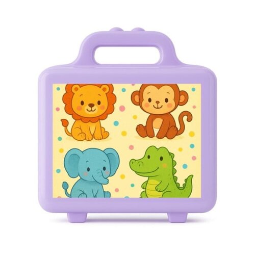 Maleta Plástica Personalizada 12x10cm Animais Coloridos