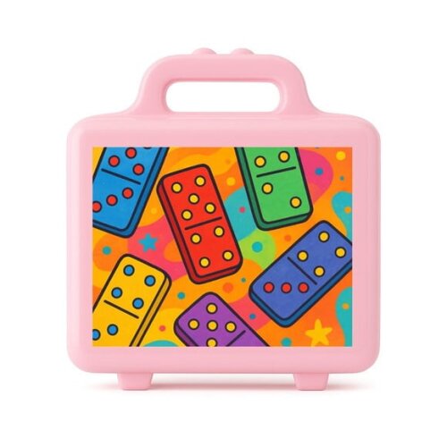 Maleta Plástica Personalizada 12x10cm Dominós Coloridos