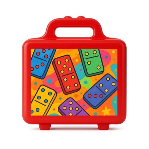 Maleta Plástica Personalizada 12x10cm Dominós Coloridos