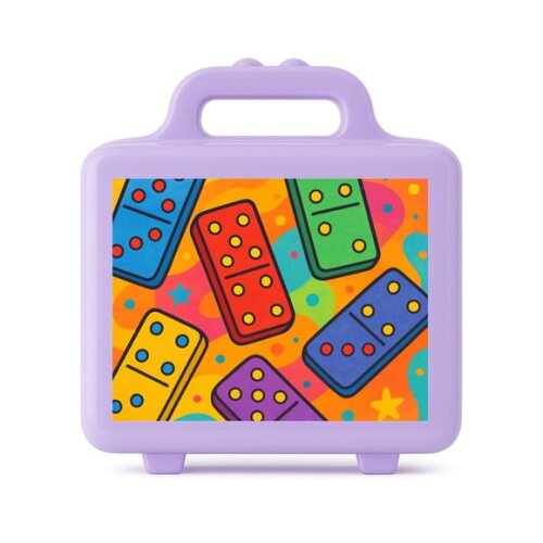 Maleta Plástica Personalizada 12x10cm Dominós Coloridos