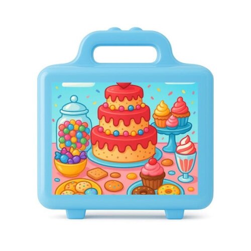 Maleta Plástica Personalizada 12x10cm Mesa Doces Coloridos