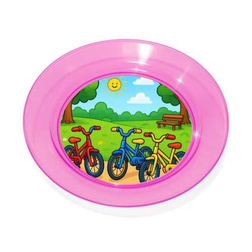 Prato Acrílico Personalizado Festa Bicicletas Coloridas