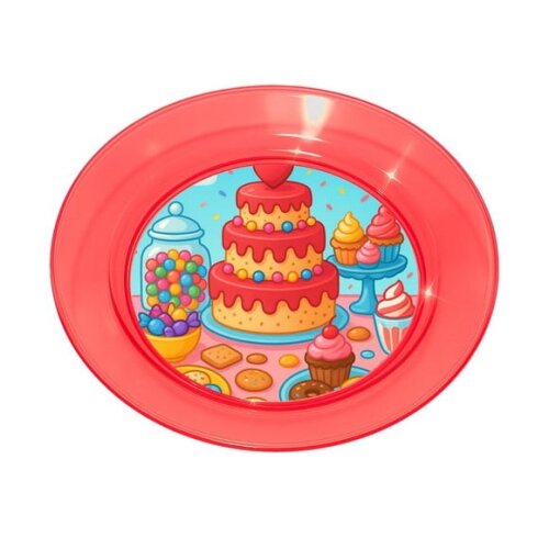 Prato Acrílico Personalizado Festa Mesa Doces Coloridos