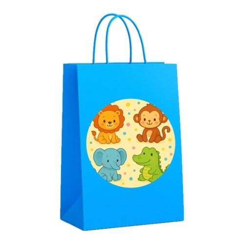 Sacola de Papel Personalizada Infantil Animais Coloridos