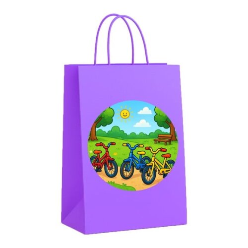 Sacola de Papel Personalizada Infantil Bicicletas Coloridas