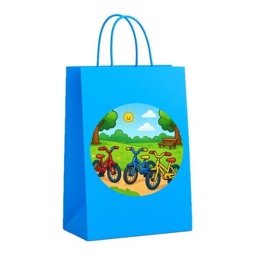 Sacola de Papel Personalizada Infantil Bicicletas Coloridas