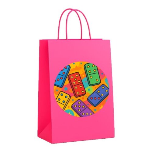 Sacola de Papel Personalizada Infantil Dominós Coloridos