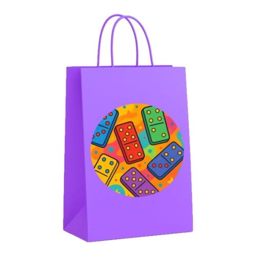 Sacola de Papel Personalizada Infantil Dominós Coloridos