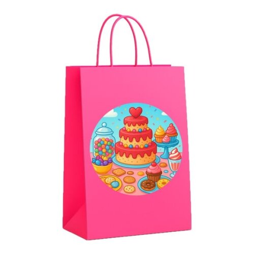 Sacola de Papel Personalizada Infantil Mesa Doces Coloridos