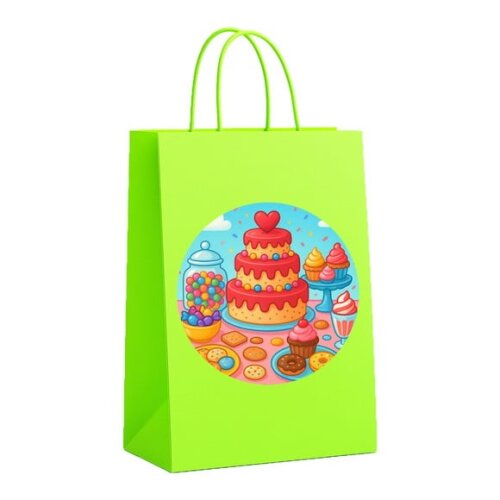 Sacola de Papel Personalizada Infantil Mesa Doces Coloridos
