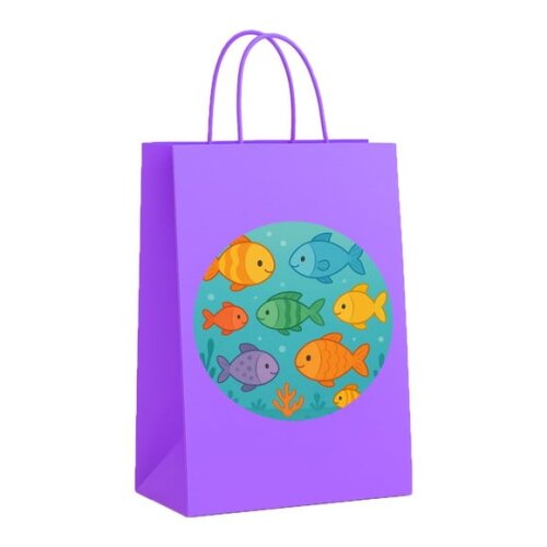 Sacola de Papel Personalizada Infantil Peixinhos Coloridos