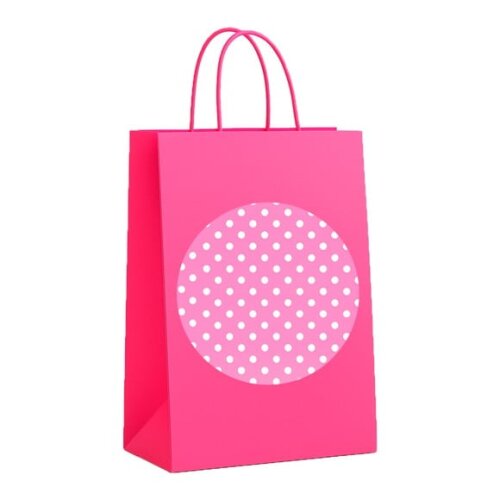 Sacola de Papel Personalizada Infantil Poá Rosa Pink