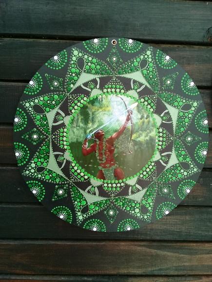 Conjunto 2 mandalas Orixás Iemanjá - Oxóssi 30cm