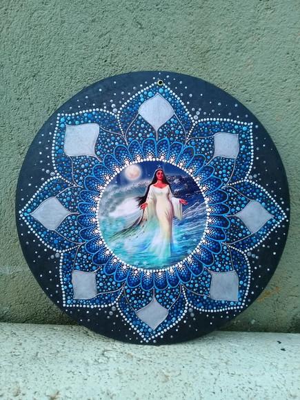 Conjunto 2 Mandalas Orixás Iemanjá - Ogum 30cm