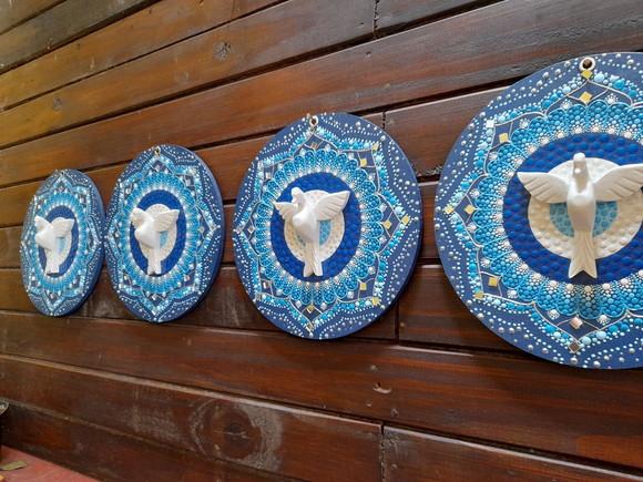 Conjunto 4 Mandalas Divino Esp. Santo 20cm