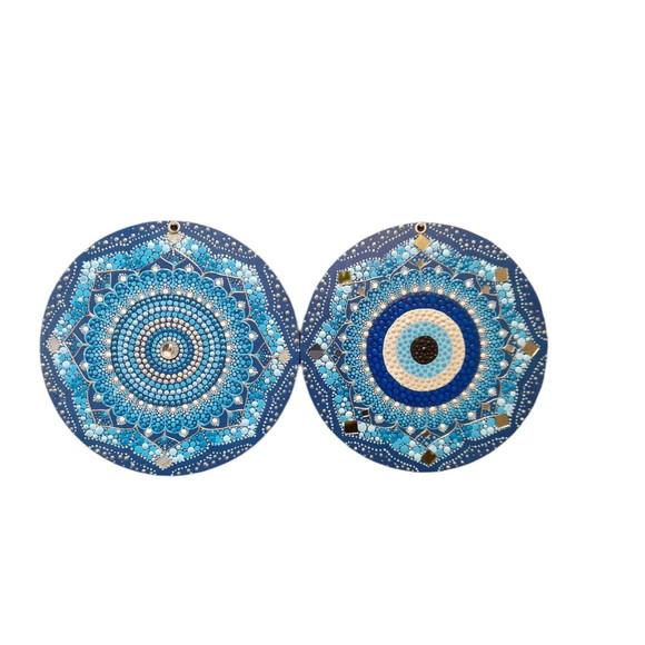 Dupla De Mandalas 20cm Energia Espiritual + Olho Grego