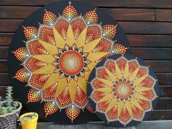 Dupla de Mandalas da Abundância Financeira 60 cm e 35cm