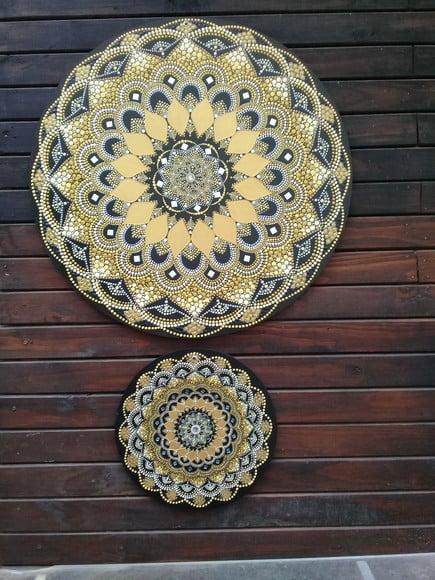 Dupla de Mandalas da Prosperidade e Felicidade 60, 30 cm