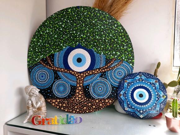Dupla Mandala Arvore da Vida 60 Cm+olho Grego 20cm