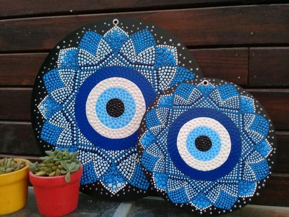 Dupla de Mandalas Olho Grego 20cm E30cm