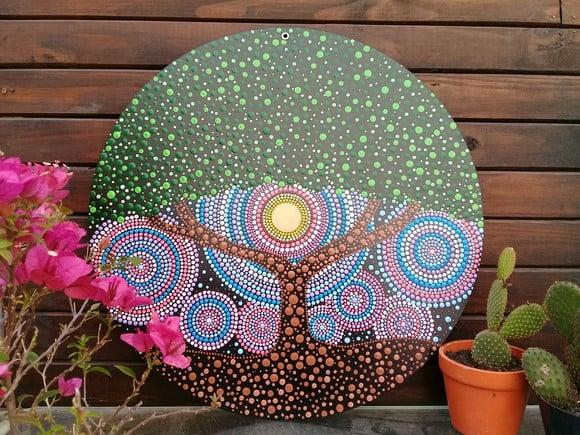 Mandala Arvore da Vida 50 cm pintada a mão