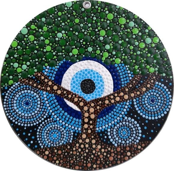 Mandala Árvore Da Vida Com Olho Grego 20 Cm