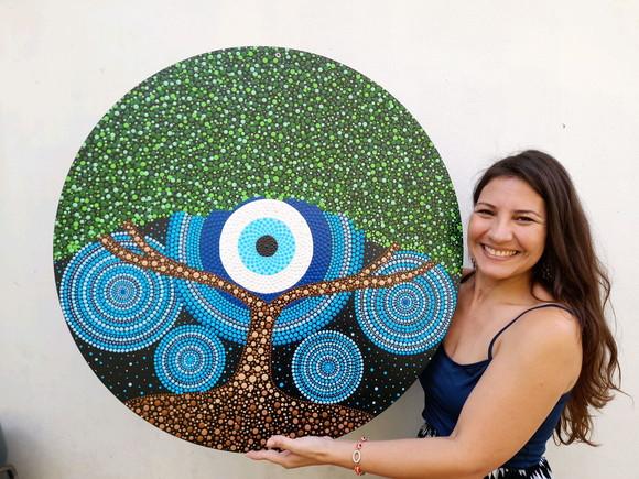 Mandala Árvore da Vida com Olho Grego 80 cm