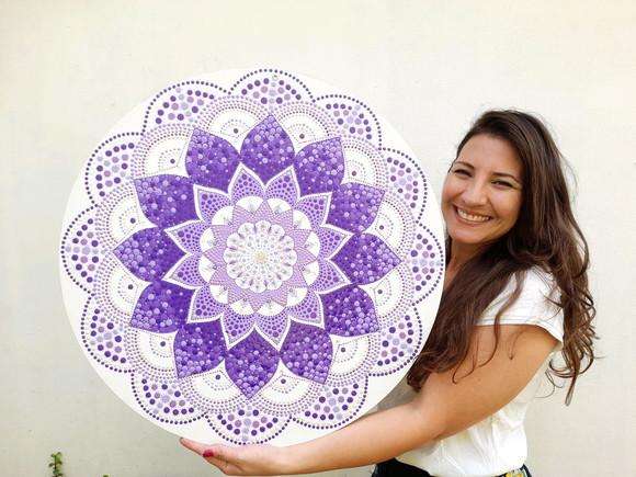 Mandala da Harmonia 60 cm Pintada a Mão