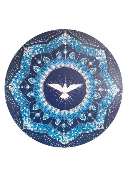 Mandala Divino Espíritosanto60 cm - com Fundo Azul