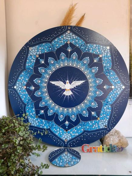 Mandala Divino Espíritosanto60 cm - com Fundo Azul