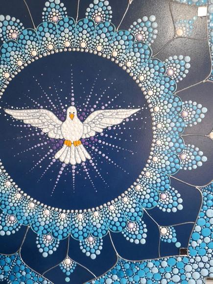 Mandala Divino Espíritosanto60 cm - com Fundo Azul