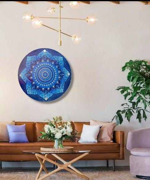 Mandala Energia Espiritual 50 cm - com Fundo Azul