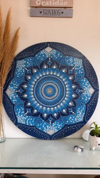 Mandala Energia Espiritual 60 cm - com Fundo Azul