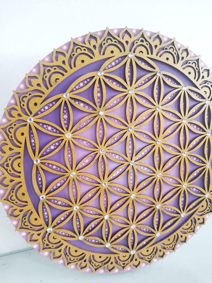 Mandala Flor da Vida 30cm com Aplique - 3d