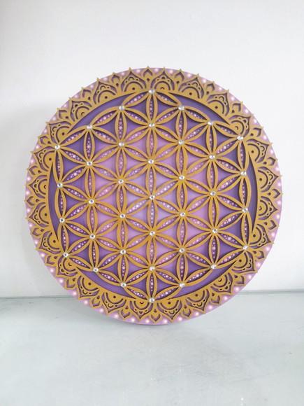 Mandala Flor da Vida 30cm com Aplique - 3d