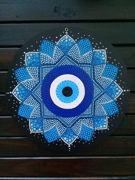 Mandala Olho Grego 60 cm em Pontilhismo
