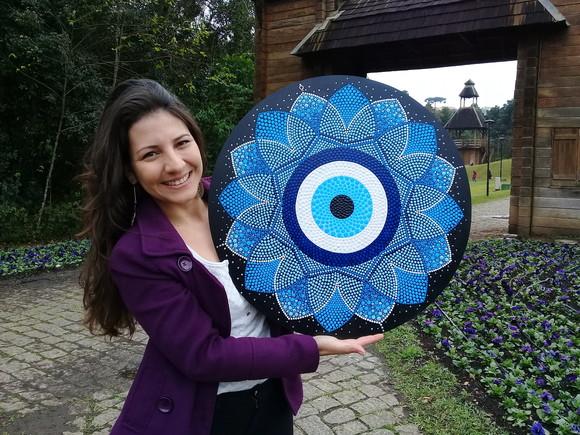Mandala Olho Grego 60 cm em Pontilhismo