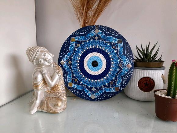 Mandala Olho Grego Azul 20 cm