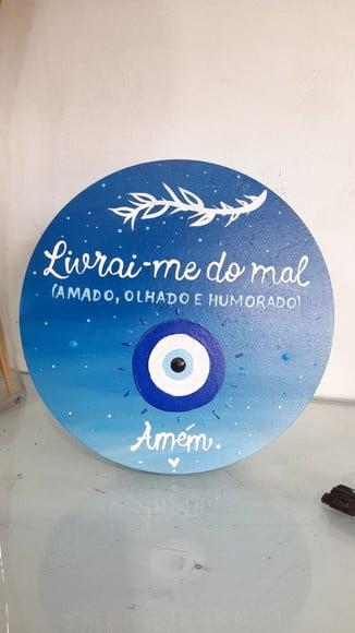 Placa Decorativa Olho Grego livrai-me do Mal
