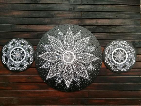 Trio de mandalas da paz e acolhimento 60cm, 30cm