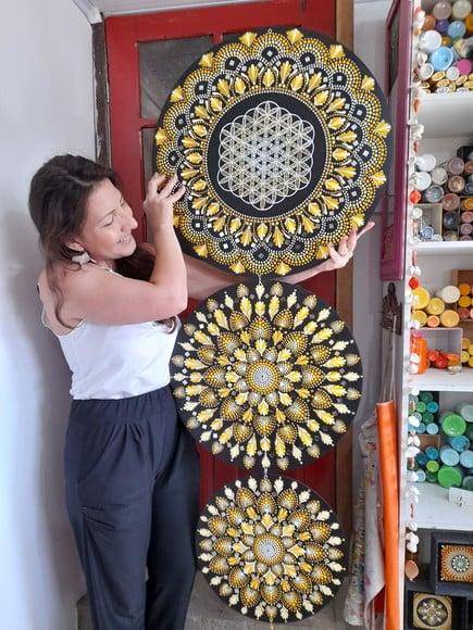 Trio Mandalas Flor da Vida- Móbile Gigante 60cm+50cm+40cm