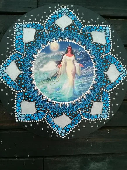 Conjunto 2 mandalas Orixás Iemanjá - Oxóssi 30cm