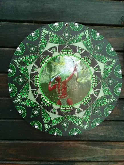 Conjunto 2 mandalas Orixás Iemanjá - Oxóssi 30cm