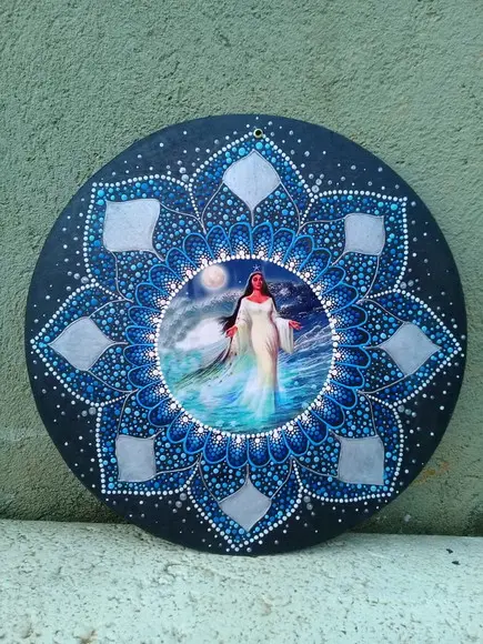 Conjunto 2 Mandalas Orixás Iemanjá - Ogum 30cm
