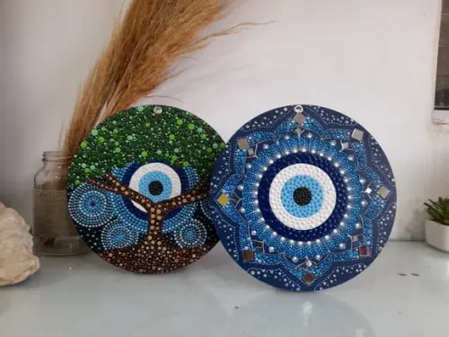 Dupla de mandalas 20cm Árvore da Vida + Olho Grego