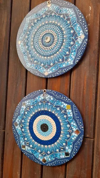 Dupla De Mandalas 20cm Energia Espiritual + Olho Grego