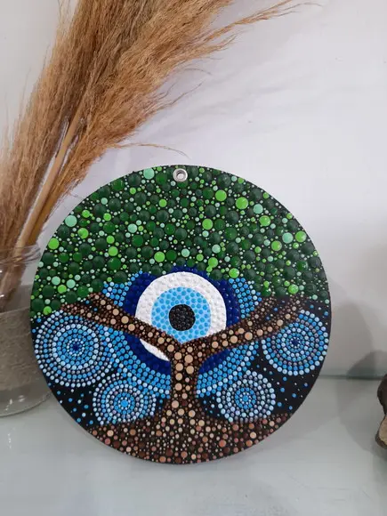 Dupla de mandalas 20cm Árvore da Vida + Olho Grego